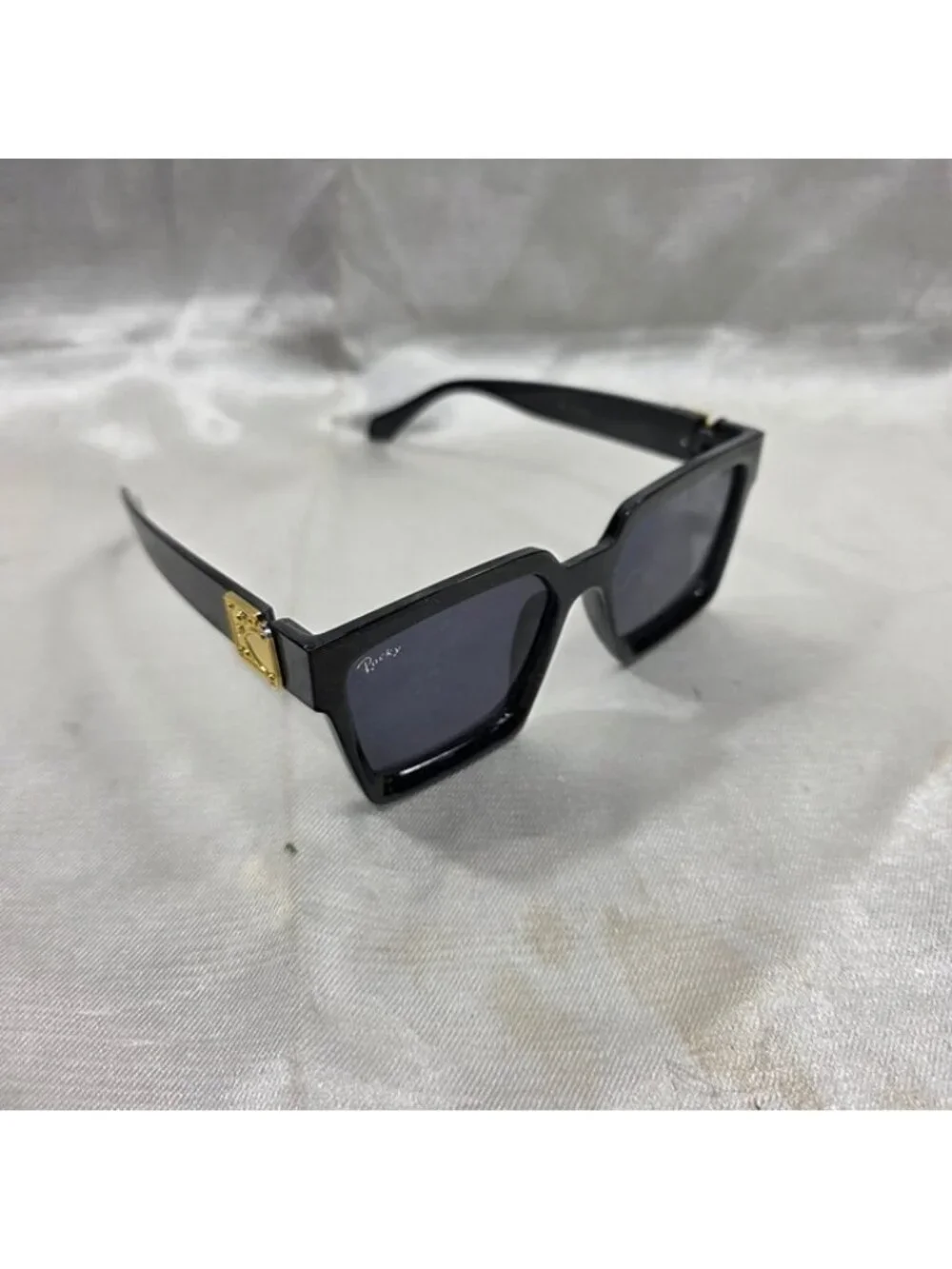 Rocky Black Gold Square Sunglasses Dark Tinted Lenses